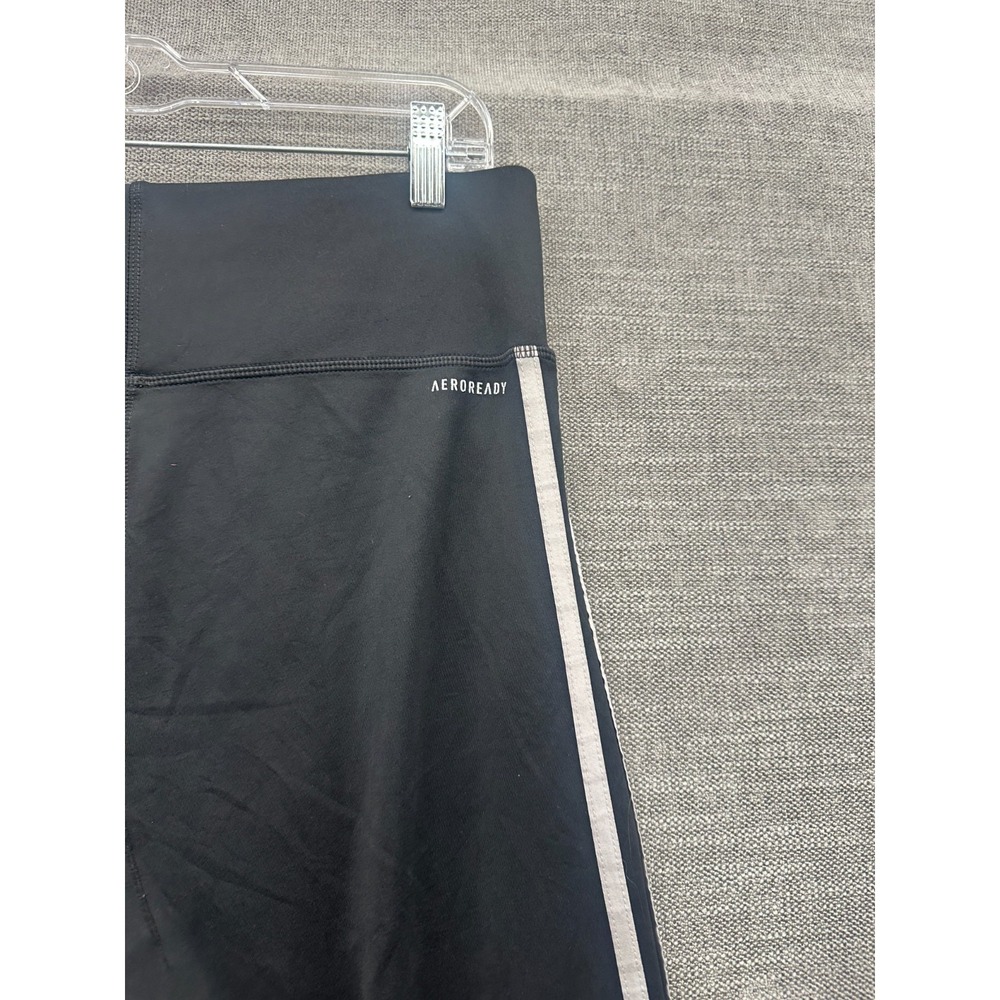 Adidas Aeroready Leggings Womens Large Black 3 Stripes High Rise Athleisure Yoga - Picture 13 of 16
